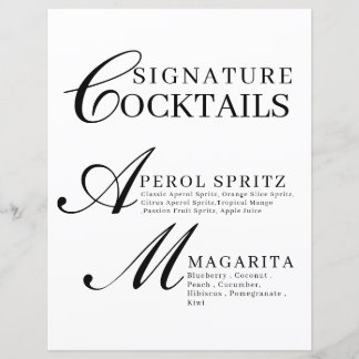 Elegant Black & White Wedding Signature Cocktails