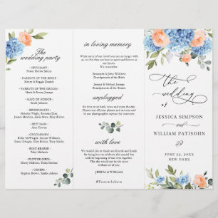 Elegant Blue Hydrangea Wedemony Program