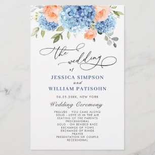 Elegant Blue Hydrangea Wedemony Program