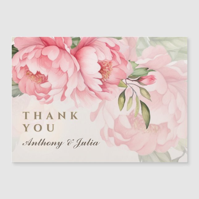 Elegant Blush Peony Wedding Thank You Magnet (Frente)