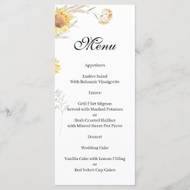 Elegant Boho sunflower Menu