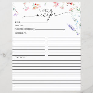 Elegant Boho Wildflower Cartões de receita