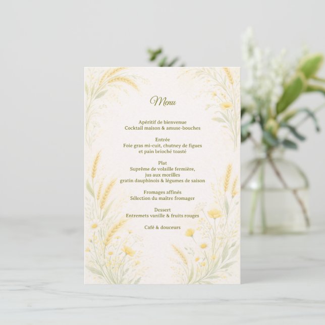 Elegant Botanical Wedding Menu (Em pé/Frente)
