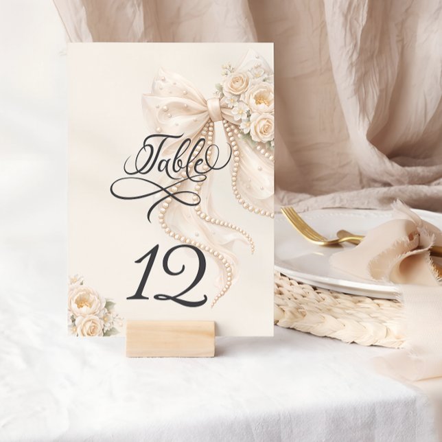 Elegant Bow Floral Table Number (Criador carregado)