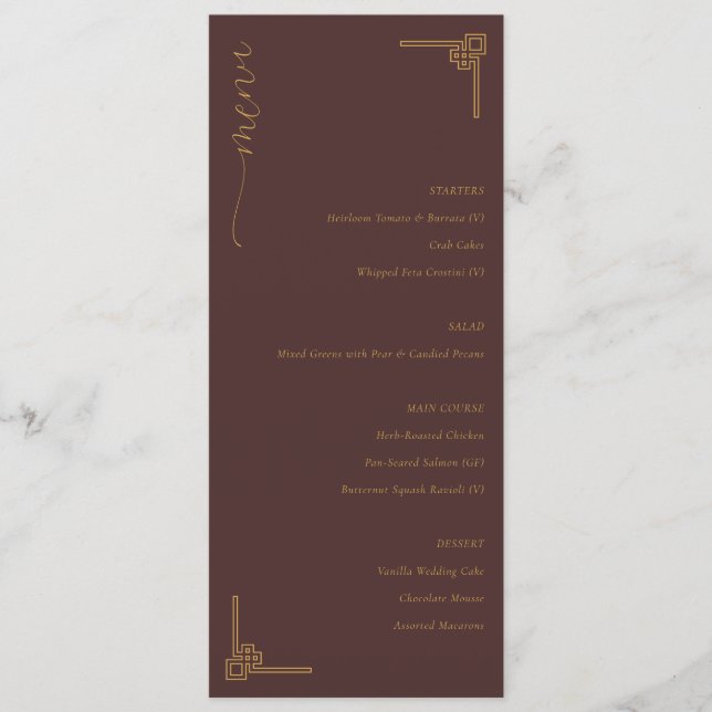 Elegant Brown Geometric Menu (Frente)