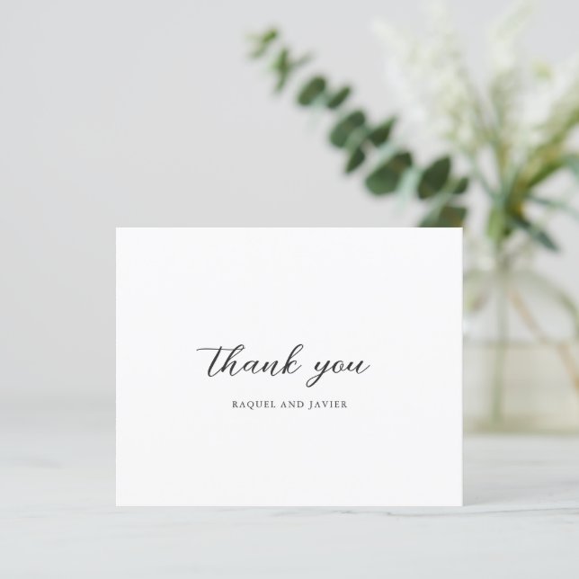 Elegant Budget Wedding Thank You Card (Em pé/Frente)