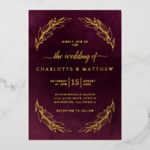 Elegant Burgundy and Gold Botanical Wedding