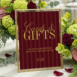 Elegant Burgundy Cards and Gifts Wedding Sign