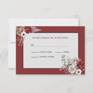 Elegant Burgundy Rosa Wedding (sem refeição) RSVP