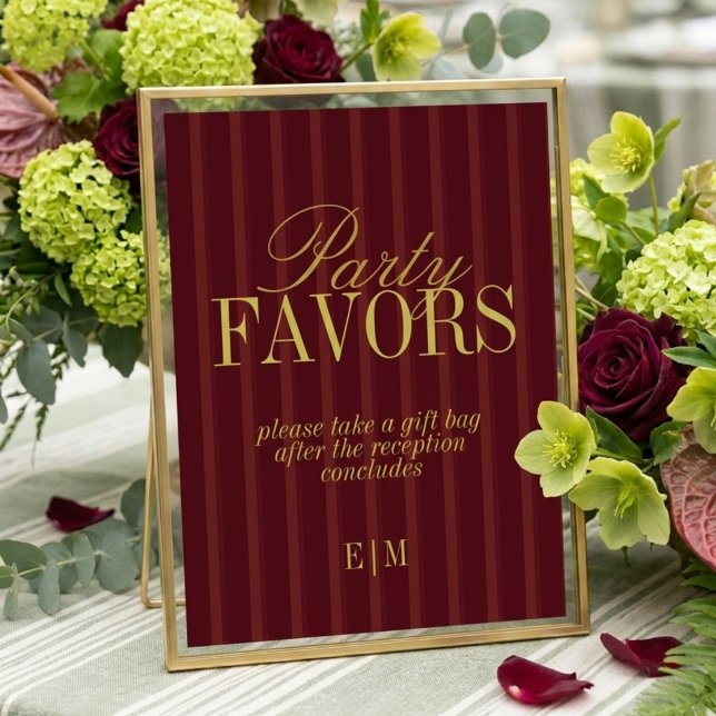 Elegant Burgundy Wedding Favor Take One Sign (Elegant Burgundy Wedding Favor Take One Sign)
