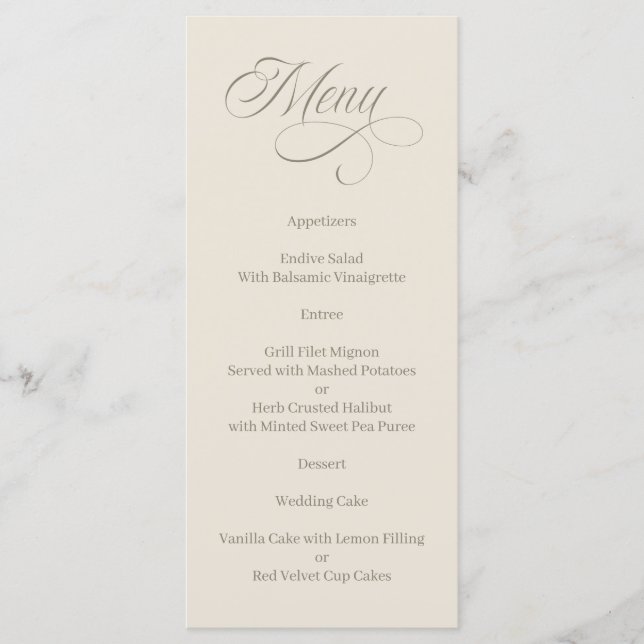 Elegant Calligraphy Tuscan Villa Menu (Frente)