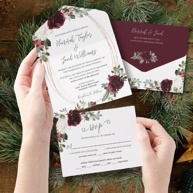 Elegant Christmas Burgundy Winter Wedding (Criador carregado)