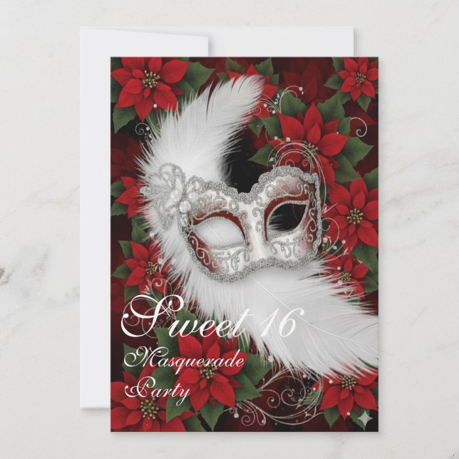 Elegant Christmas Masquerade Sweet 16 Birthday  (Frente)