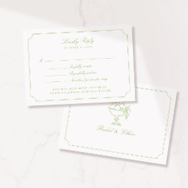 Elegant Citrus Green Double Frame Wedding RSVP Car