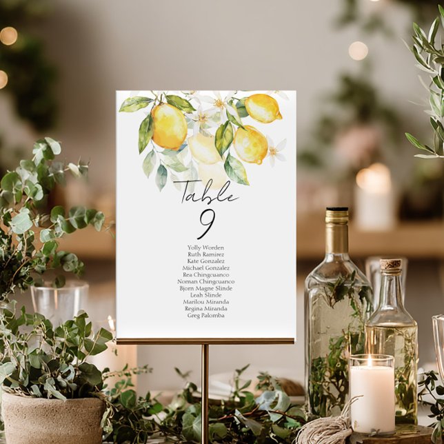 Elegant citrus table number seating chart cards (Criador carregado)