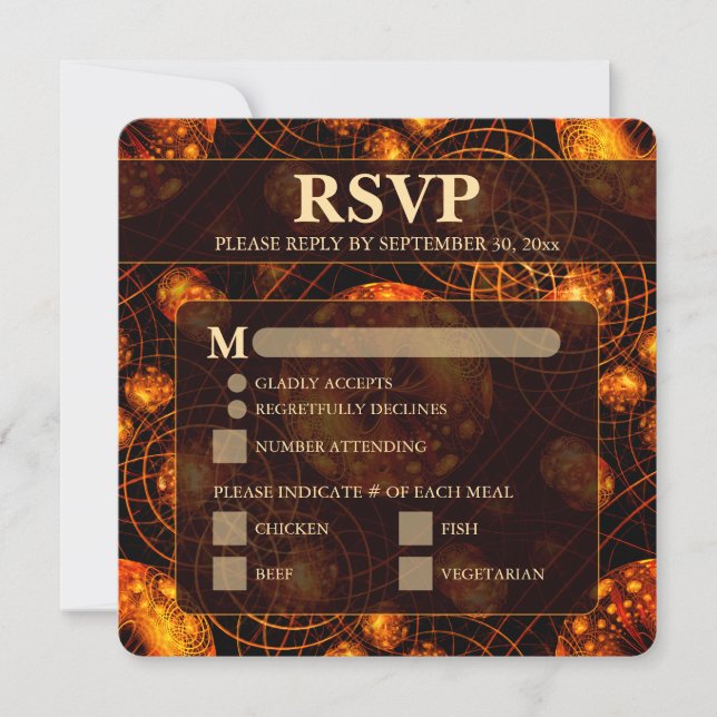 Elegant Classic Modern Gold #901 Wedding RSVP Card (Frente)