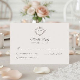 Elegant Country Monogram Wedding RSVP Card