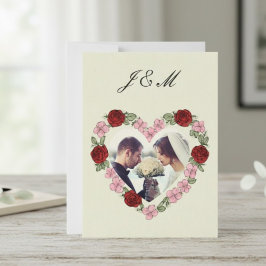 Elegant Cream Rose Heart Wedding Invitation