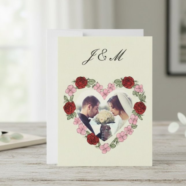 Elegant Cream Rose Heart Wedding Invitation (Criador carregado)