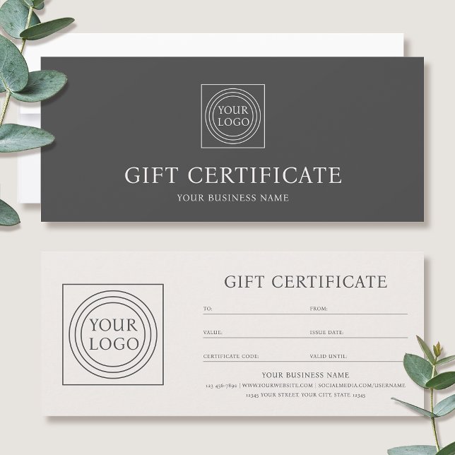 Elegant Custom Logo Gift Certificate Off-white (Criador carregado)