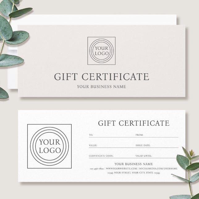 Elegant Custom Logo Gift Certificate Voucher (Criador carregado)