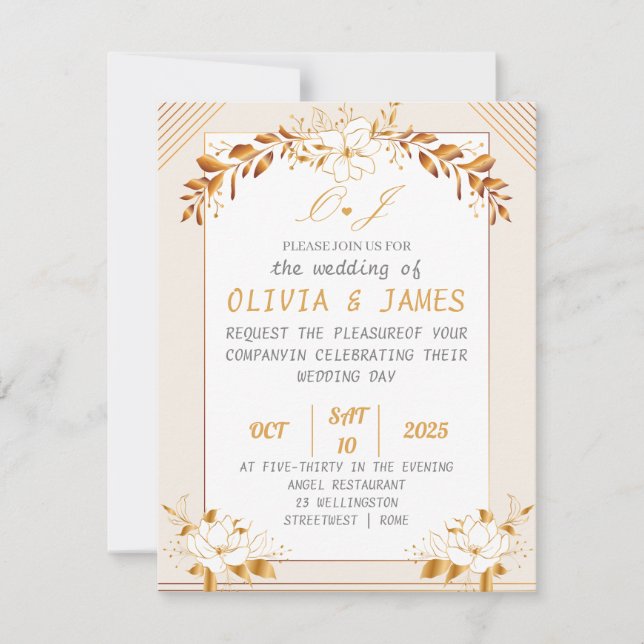 Elegant Customizable Wedding Invitation Card (Frente)