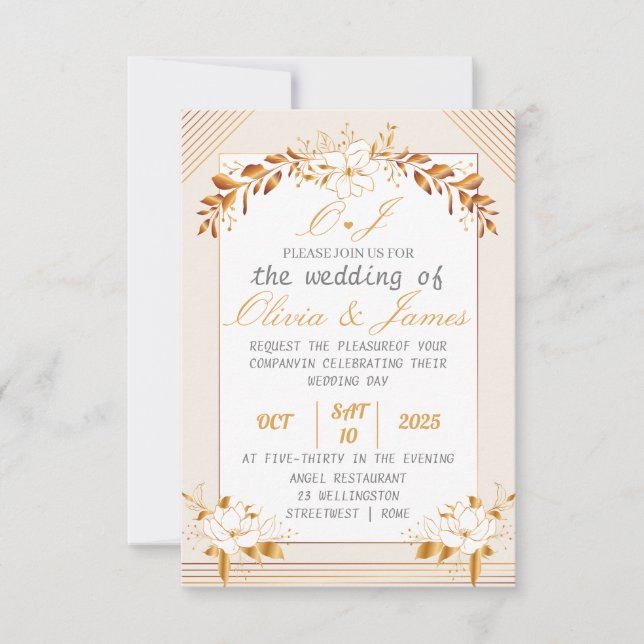 Elegant Customizable Wedding RSVP Card (Frente)