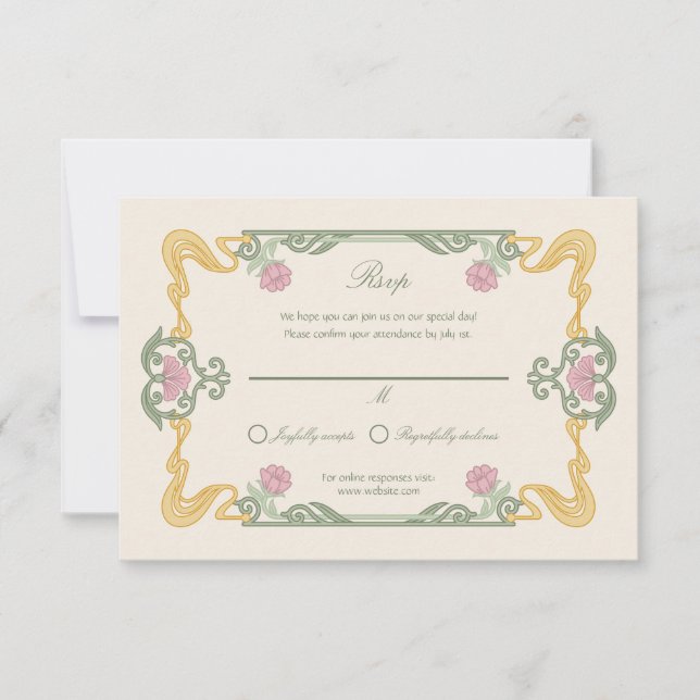 Elegant Dark Art Nouveau RSVP Card (Frente)