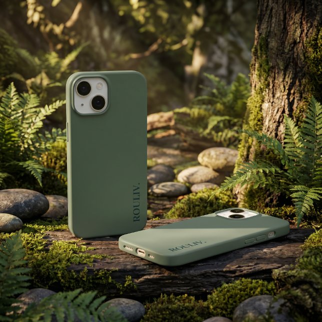 Elegant Deep Forest Green Minimalist ROULIV iPhone (Elegant Deep Forest Green Minimalist ROULIV iPhone Case)