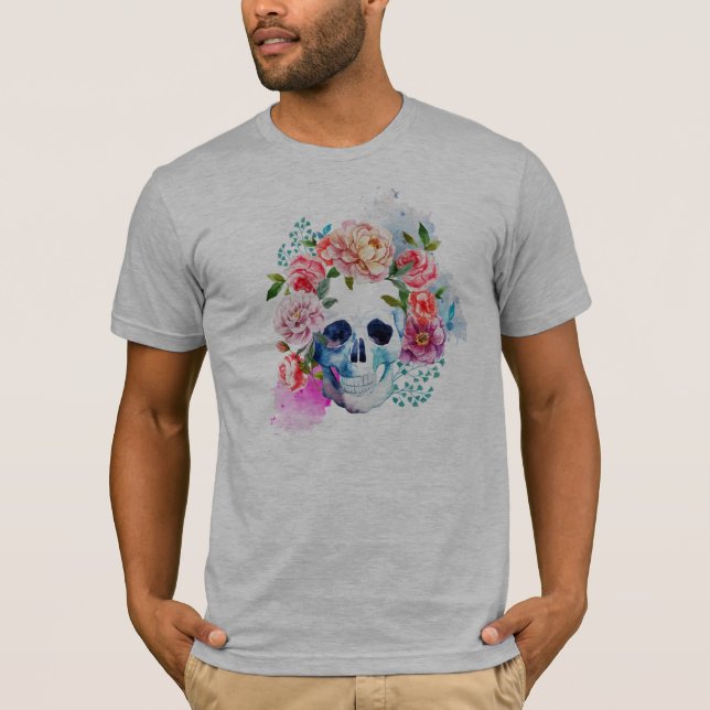 Elegant Dia de los Muertos Floral Skull | Camiseta (Frente)