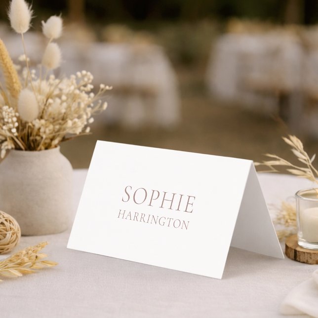 Elegant Double-Sided White Wedding Place Card (Criador carregado)
