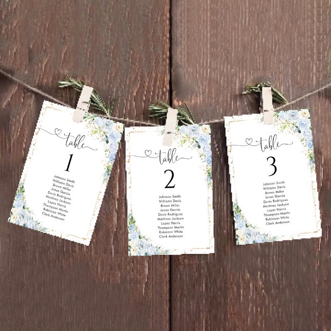 Elegant Dusty Blue Table Number Seating Chart (Criador carregado)