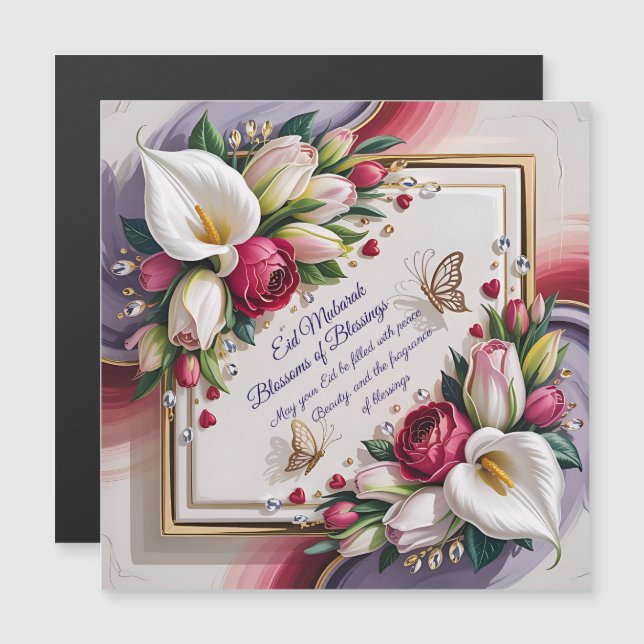 Elegant Eid Al Adha Greeting Card with White Calla (Frente/Verso)