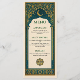Elegant Emerald & Gold Ornate Arch Wedding Menu