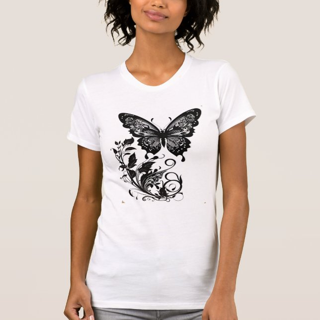 Elegant Filigree Butterfly T-Shirt (Frente)