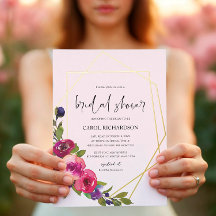 Elegant Floral Bridal Shower Foil Invitation