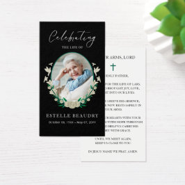 Elegant Floral Funeral Photo Sympathy Prayer Cards