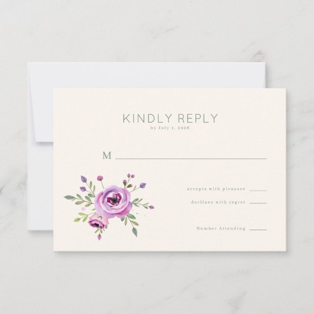 Elegant Floral RSVP Card (Frente)