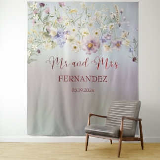 Elegant Floral, Sr. e Sra. Wedding Tapeçaria