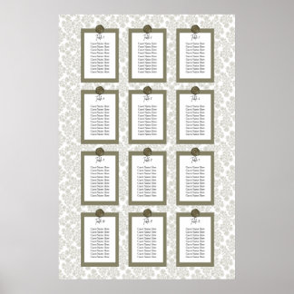 Elegant Floral Toile Seating Chart Poster