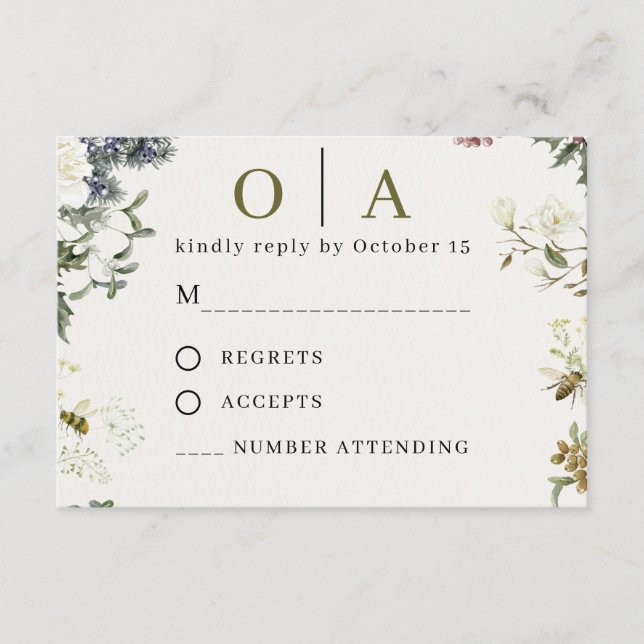 Elegant Floral Wedding RSVP Card | Watercolor  (Frente)