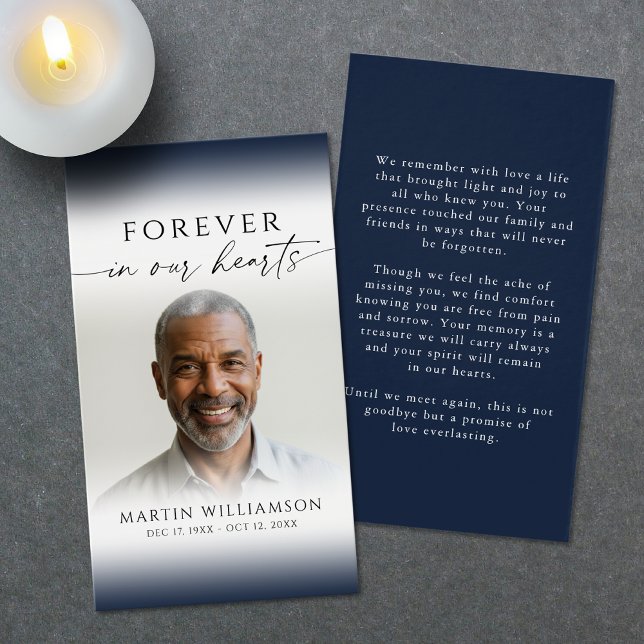 Elegant Forever Hearts Photo Funeral Prayer Card (Criador carregado)