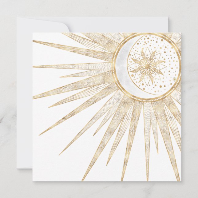 Elegant Gold Doodles Sun Moon Mandala Design (Frente)