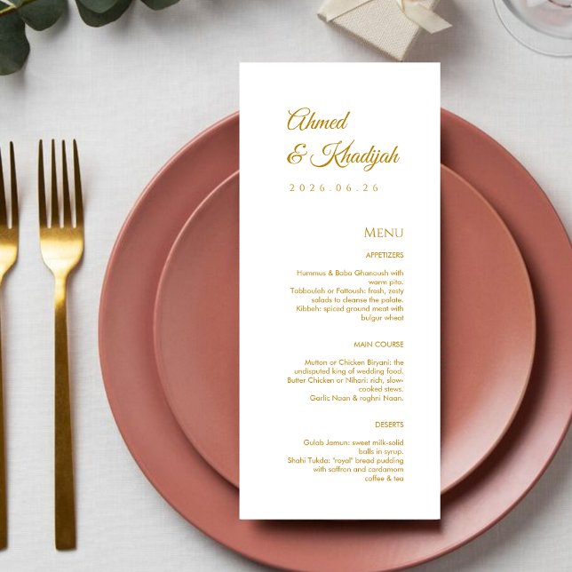 Elegant Gold Islamic Wedding Menu Card Flat Menu (Criador carregado)