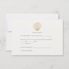 Elegant Gold Seashell Creamy Wedding RSVP