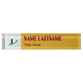 Elegant Goldenrod & Maroon custom name Desk Name P