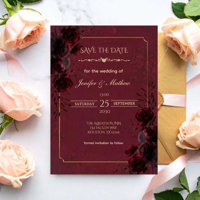 Elegant Gothic Romance Wedding Save the Date (Criador carregado)