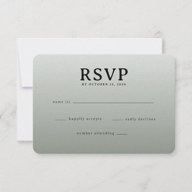 Elegant Gray RSVP Card (Frente)