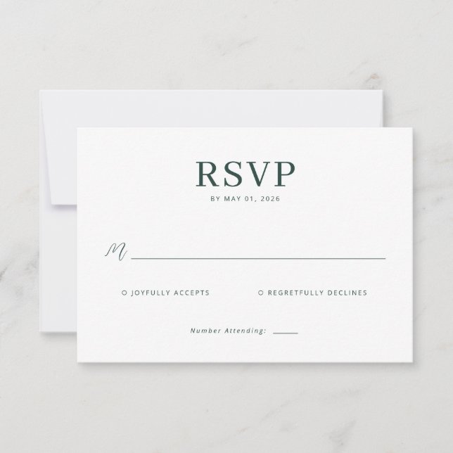 Elegant Gray RSVP Card (Frente)