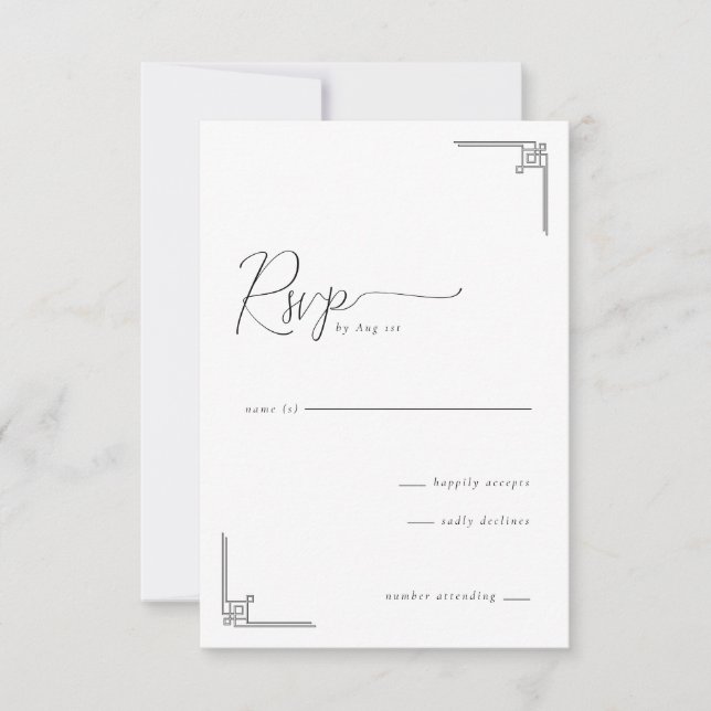 Elegant Grayscale Geometric RSVP (Frente)